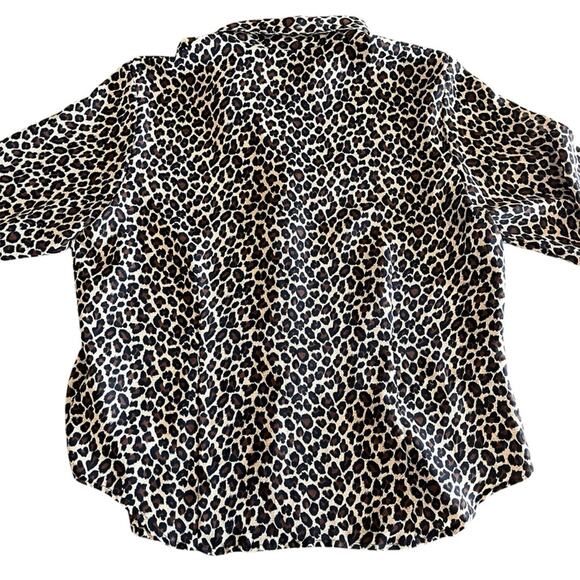 Vintage Notations Leopard Print button front Shirt polyester medium M - Picture 4 of 7